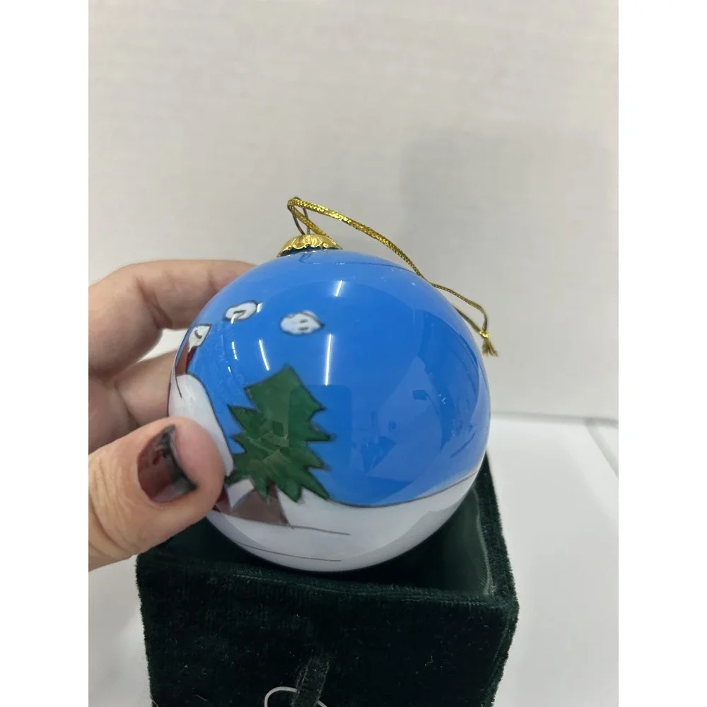 Christmas House 70mm‎ Hand Painted Glass Ball Ornament Snowy Cottage Box Gift